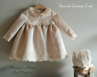 Special Luxury COAT. Custom coat. Baby toddlers and girl. Ceremony Special day  Baptism wedding easter chrismats Family Heirloom Photoshoot