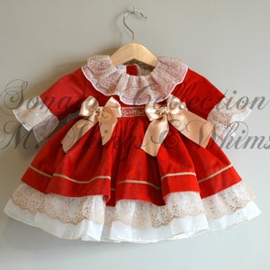 BETTY. 0 Months to 14 Years.Baby.Toddler.Girl CHRISTMAS Dress.Retro.Vintage.X-mas.Thaksgiving day outfit.Spanish clothes.Bonnet.Bloomer.