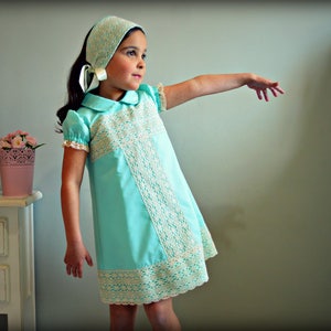 Heirloom. Easter Girl Dress. Mod ESME. ,bobbin lace.Custom your OWN outfit. Different colours. Christening, Naming day.Baptism. image 1