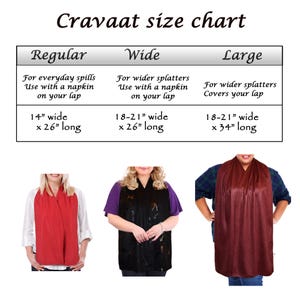 DinerWear Cravaat シックな大人用ビブダイニングスカーフ マグネットスナップ付き レギュラー/ワイド/ラージ 汚れに強い 洗濯機洗い可能 様々なサイズと色
