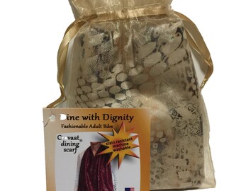 geweldig cadeau voor senioren Accessoires Sjaals & omslagdoeken Kragen & slabben machine wasbaar Chique volwassen bib dineren sjaal met magneet snap MSS-Msnp & GRATIS waszak- vlekbestendig 