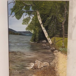 Maine Painting-Lake Seascape-Mountainscape-Lake Artwork- Seascape of Maine-Maine Lake Painting- Main Mountain Landscape