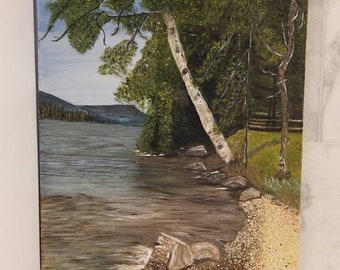 Lake Landscape Painting - Mountain Lake Painting - Large Lake Landscape Painting - Framed Lake Landscape Painting - Original Lake Painting