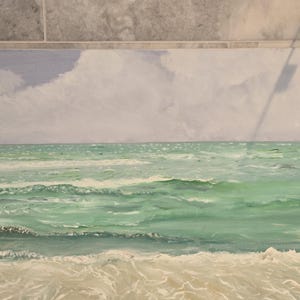 Ocean Wave Painting - Beach Wall Art - Coastal Decor for Living Room - Green Seascape Canvas - Ocean-Inspired Home Decor 24x24 bild 3