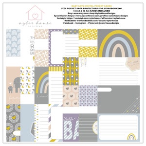 Baby Love / Digital Journal Cards For Project Life, Scrapbooking, Card Making, Collage, Mixed Media