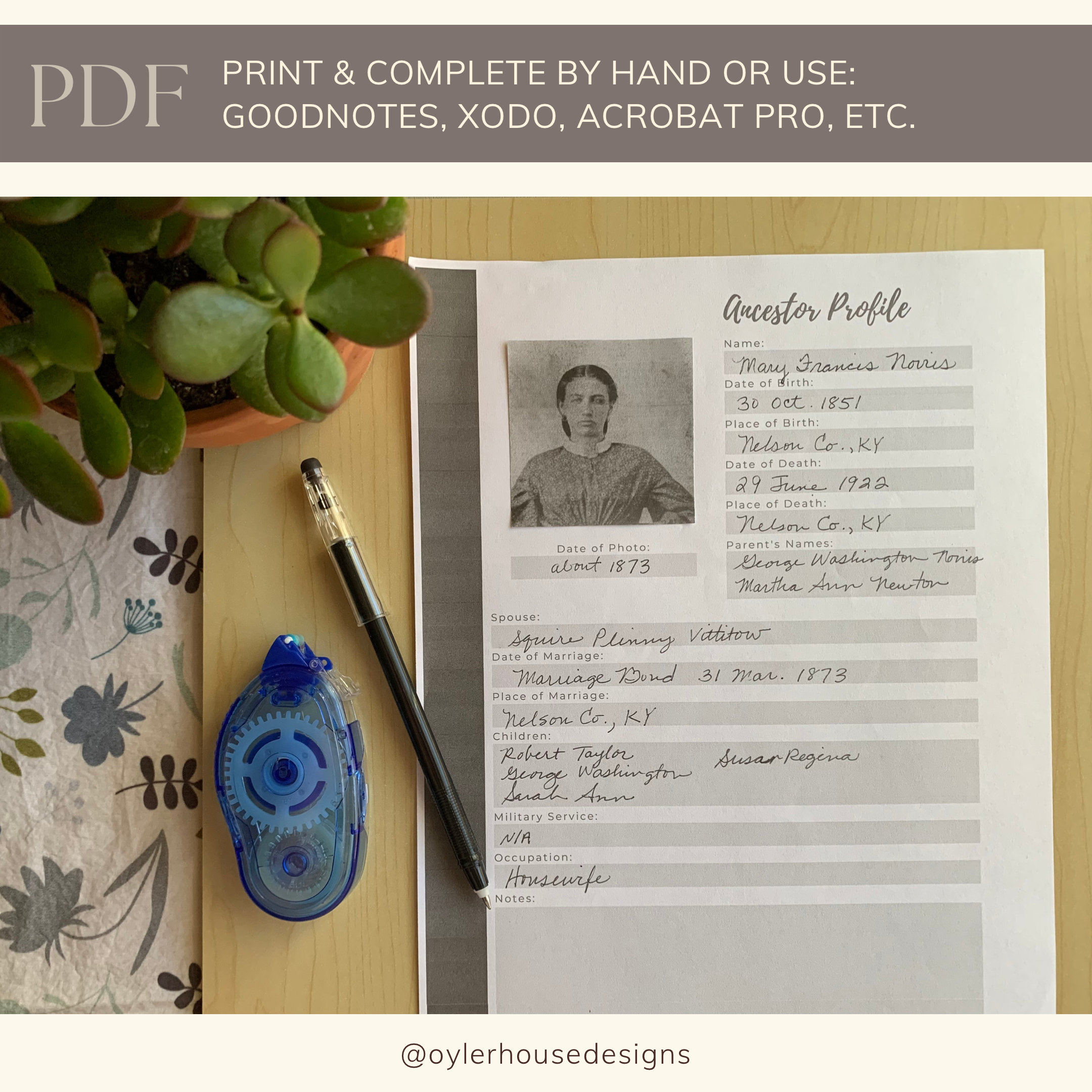 Printable Genealogy Forms | Basic Genealogy Toolkit | PDF Instant ...