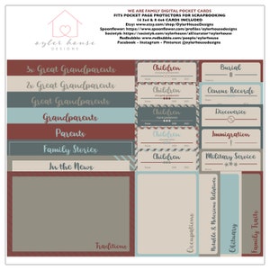 Siamo Family / Family Tree / Digital Journal Cards For Project Life, Scrapbooking, Card Making, Collage, Mixed Media