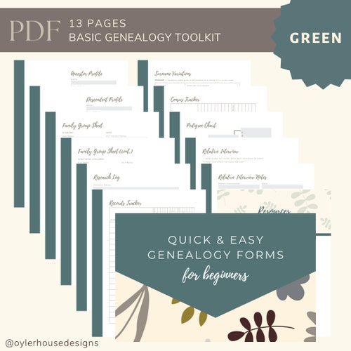 Printable Genealogy Forms Basic Genealogy Toolkit PDF - Etsy