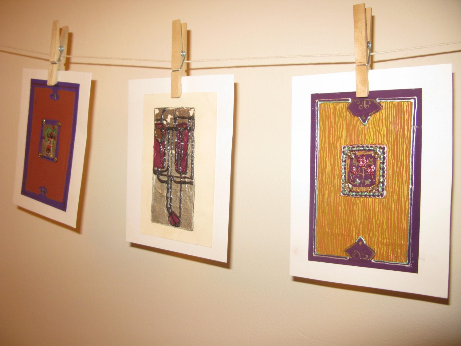 A Set of Three Original Gouache Paintings Inspired by Art Etsy New