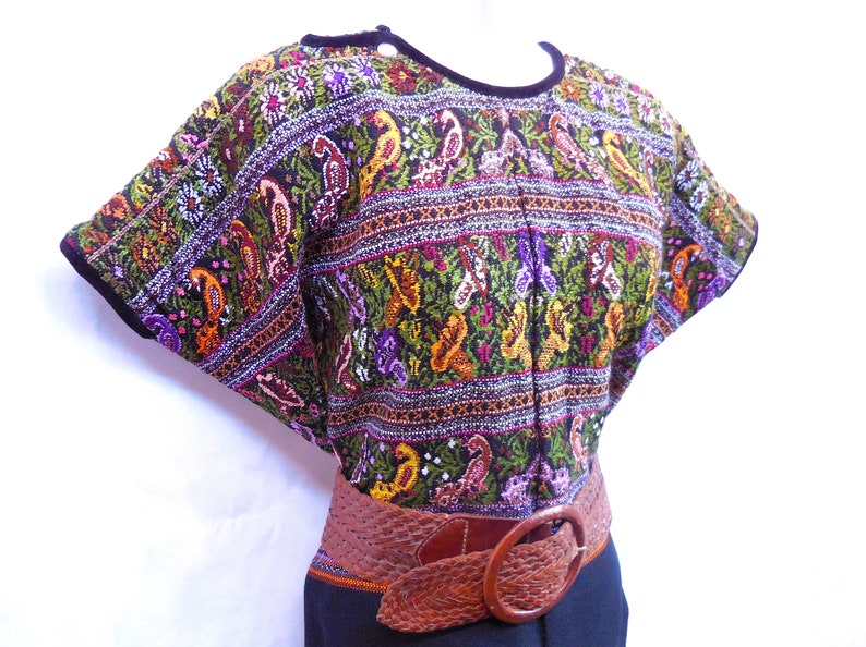 Authentic Handmade Mayan Guatemalan Embroidered Huipil from Comalapa Guatemala