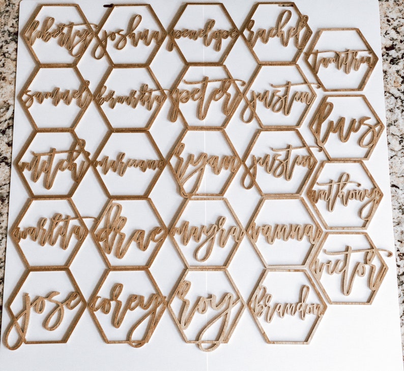 Custom Geometric Name hexagon name place settings laser cut Etsy