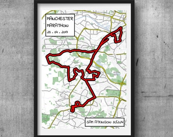 Marathon gift for runner/personalised marathon map/running print/lichtenstein art print/route map (Digital file only)