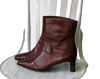 Women's Brown Leather Ankle Boots  EUR 39 UK 6 US 8,5