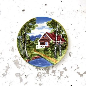Vintage Embossed Decorative Plate Landscape Ceramic Plate Bowl Home Decor Majolica Made in Western Germany