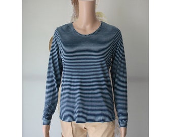 Camisa azul de dos tonos GUDRUN SJODEN Camisa de seda a rayas para mujer Talla S/M