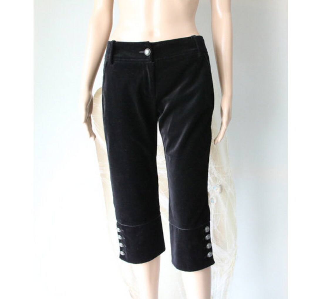Cotton Capri Pants Velvet Women's Black Pants Small Size - Etsy