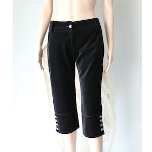 Cotton Capri Pants Velvet Women&#39;s Black Pants  Small Size