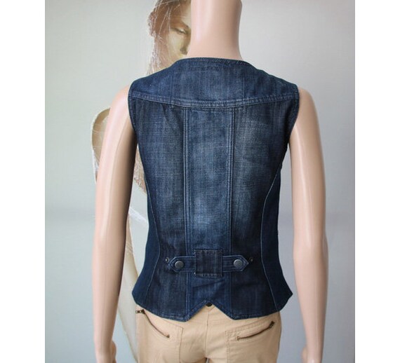 Blue Denim Vest Two Tone Jean Vest 