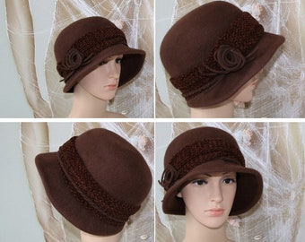 Vintage Brown Wool Felt Hat Women's Hat Small Size