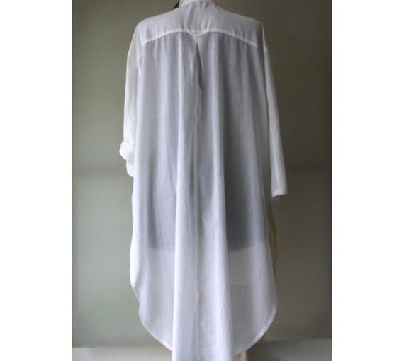 Vintage Cotton Blouse Dress Womens White Long Blo… - image 6