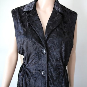 Vintage Black Velvet Blouse Women Sleeveless Blouse Vest L/XL Size