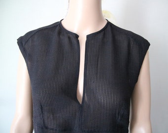 JIL SANDERS Black Blouse Women&#39;s Transparent Top Small Size