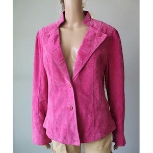 Pink Suede Ladies Jacket Women Blazer Large Size
