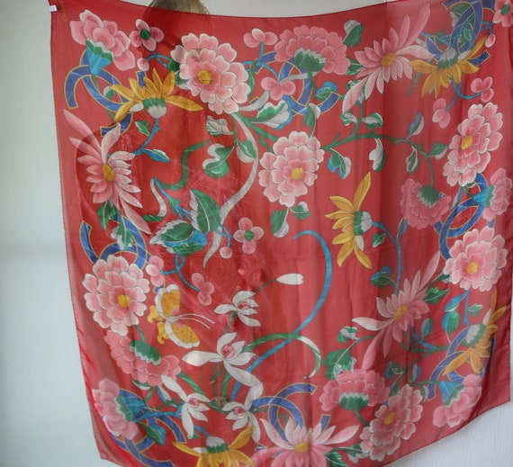 Vintage Silk Fashion CHANEL Scarf Exquisite Multicolor Floral 