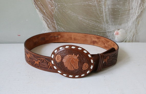 Hand Painted Belt Brown Genuine Leather Belt Unisex  display picture 1