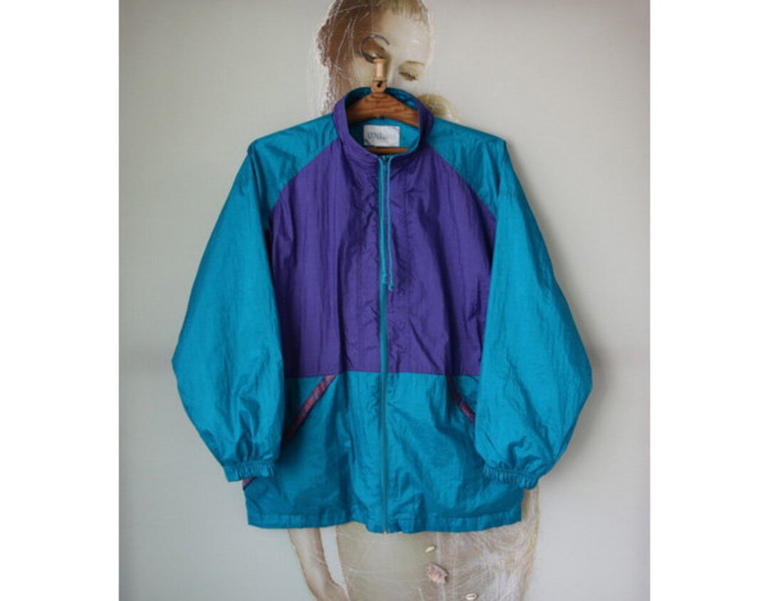 Vintage Wilson Turquoise Purple Sports Jacket Unisex Bomber Vintage Wilson Turquoise Purple Sports Jacket Unisex Bomber