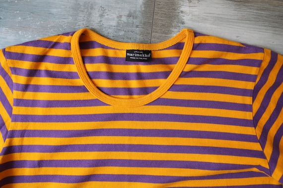 MARIMEKKO シャツ マリントップ イエロー パープル ストライプ 