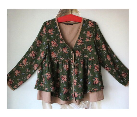 Oversized Rayon Cotton Blouse Peasant Style Shirt