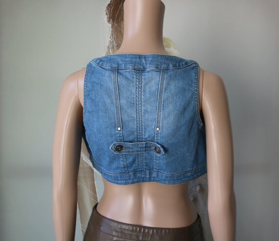 Denim Bolero Cardigan Women Blue Short Vest Xs Size