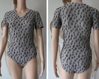 Gray Leotard Bodysuit Short Sleeve Women Bodysuit Lifestyle Top