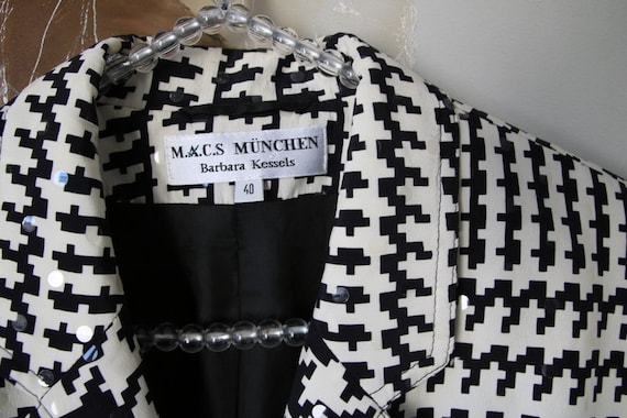Veste Blazer Vintage Doublée Soie Pailletée Noire Et Or - Sur Mesure Taille M