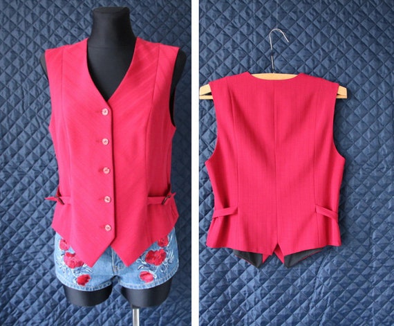 Vintage Red Raspberry Vest Women's Formal Fitted … - image 2