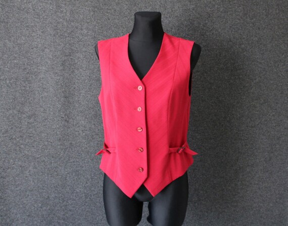 Vintage Red Raspberry Vest Women's Formal Fitted … - image 5