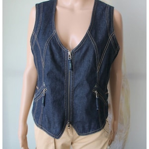 BONITA blauwe denim mouwloze damestop middelgrote maat