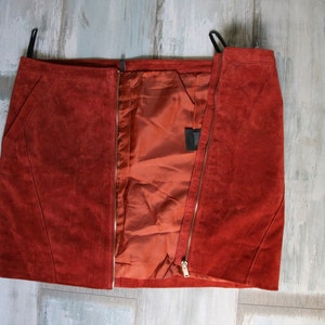 Vintage  Maroon Suede Leather Mini Skirt Medium Size