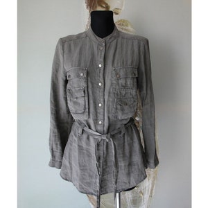 Gray Linen Shirt Women&#39;s Shirt Small Size