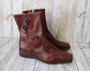 Bruine leren damesenkellaarsjes 36 EUR UK 3,5 US 6