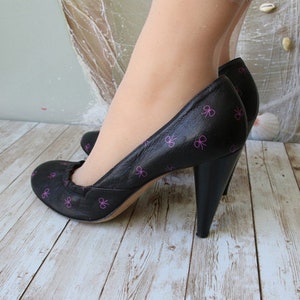 Black Leather Shoes High Heel Shoes Elegant Pumps Women's Size 40