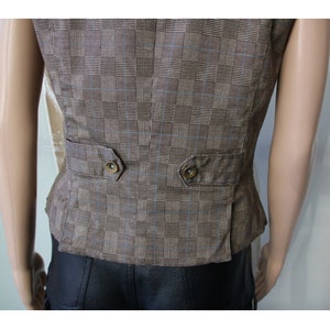Plaid Women's Vest Checkered Waistcoat Medium Size