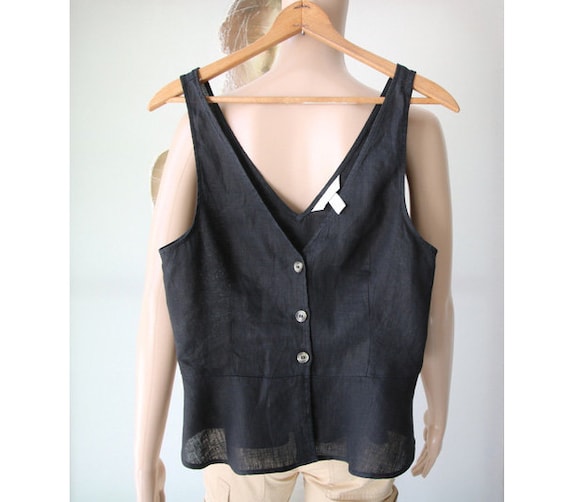 Blusa negra sin mangas Ropa de cama de mujer Top Talla pequena Etsy Mexico