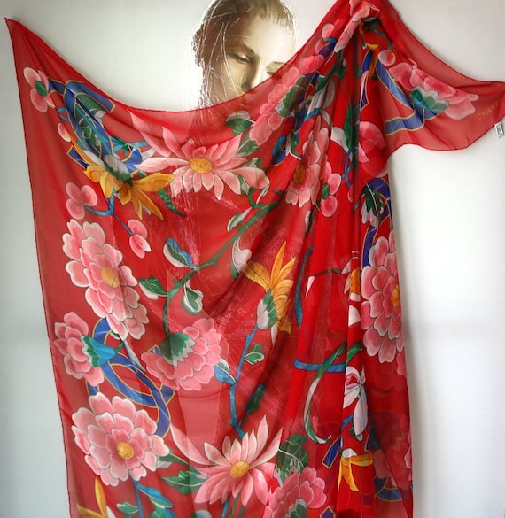 Vintage Silk Fashion CHANEL Scarf Exquisite Multicolor