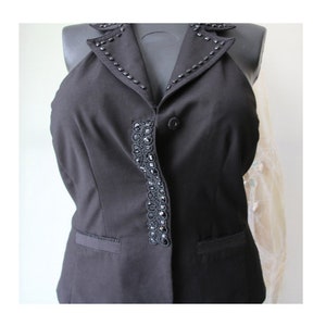 Vintage Halter Black Vest Women's Open Back Vest Large Size