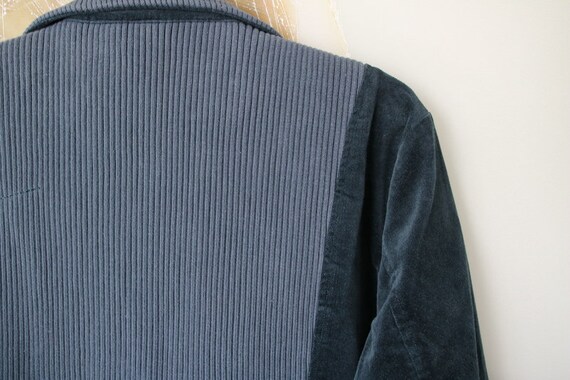 Vintage Midnight Green Grey Blazer Velvet Knitted… - image 8