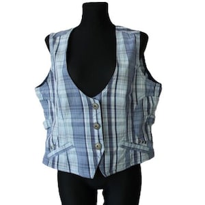 Plaid Women's Vest Checkered Waistcoat XL Size