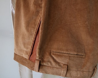 Pantalones de pana vintage para hombre, color camello, talla 46
