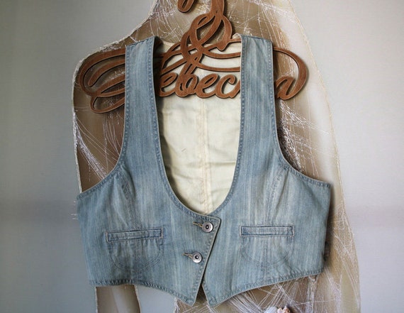 Blue Denim Jean Vest Large 